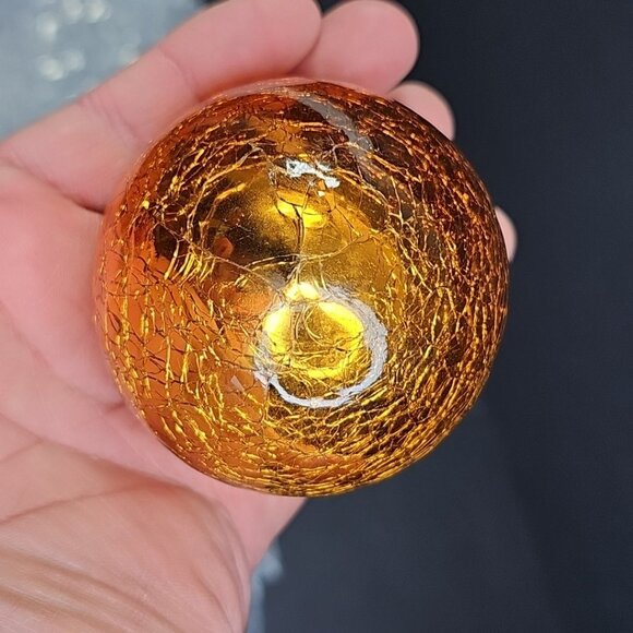 Crackle Glass Pair Christmas Ornaments 2pcs Blue And Gold - Picture 7 of 11